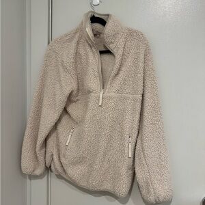 H&M Cream Sherpa Half-Zip Pullover Jacket